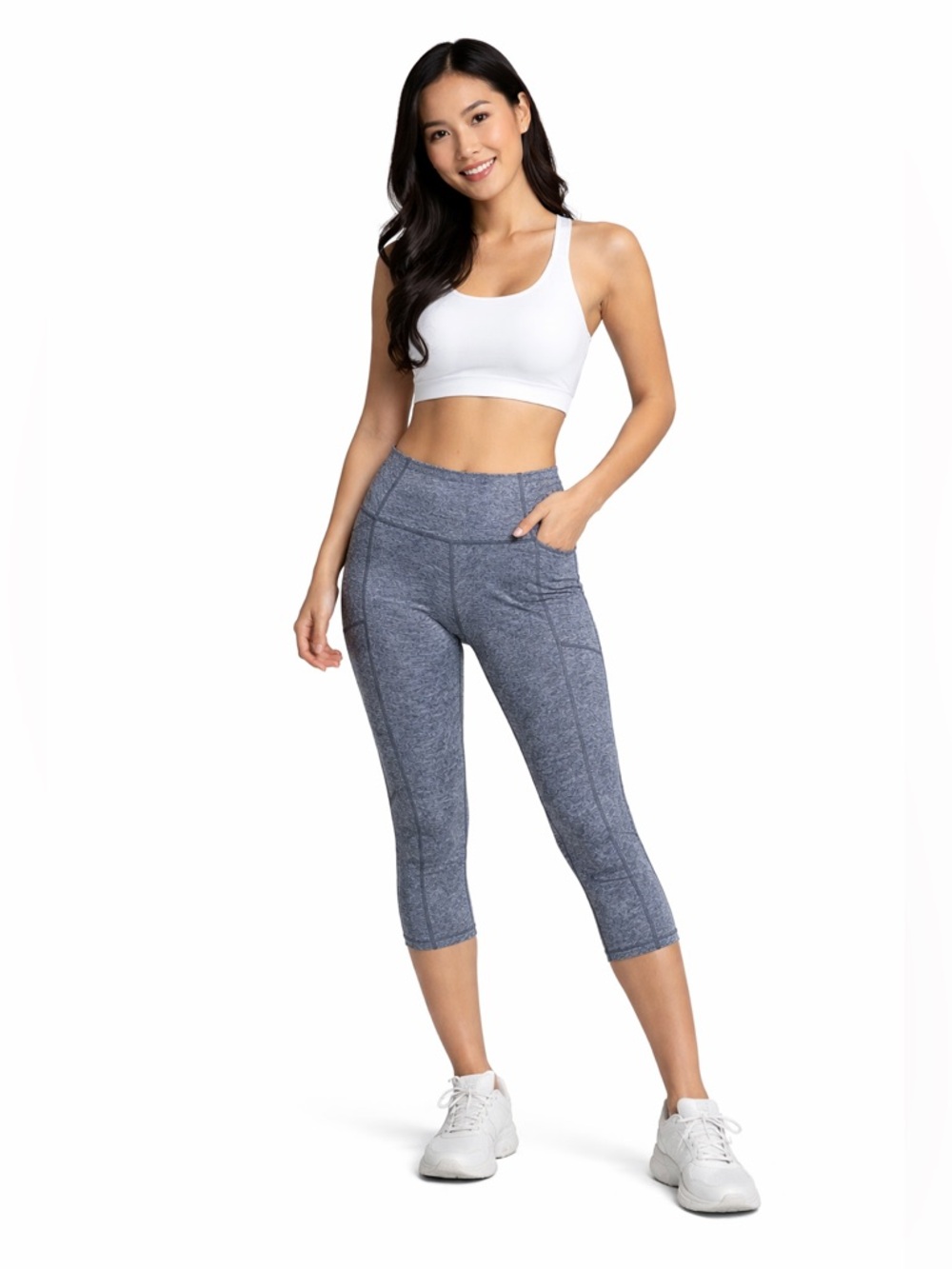 Athleta Chaturanga Capri Cropped Leggings Womens Small Heather Gray EUC Yoga